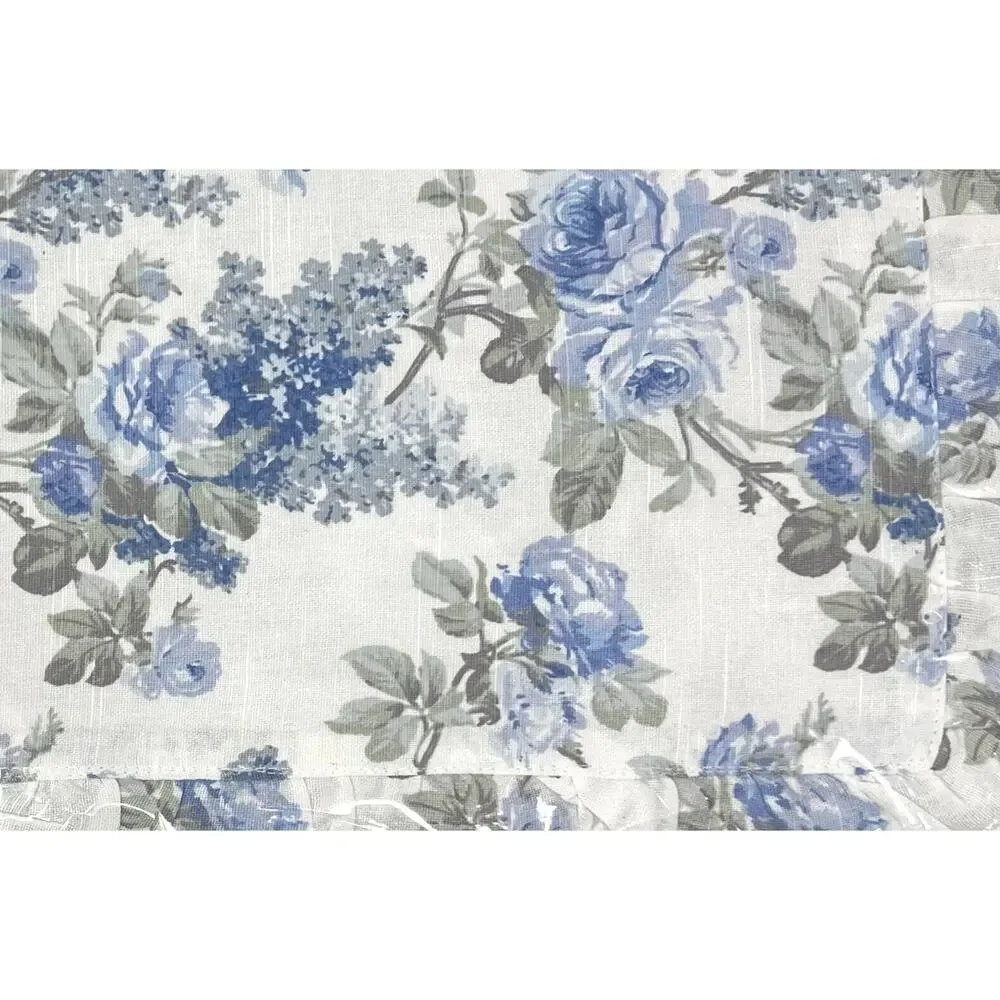 Shabby Chic Placemats Blue White ROSES Ruffle Fabrics English Garden 4 Pc Set
